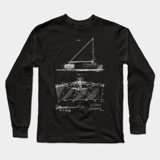 Fishing Net Vintage Patent Hand Drawing Long Sleeve T-Shirt